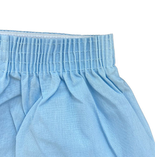 Light blue boxer short showing garter