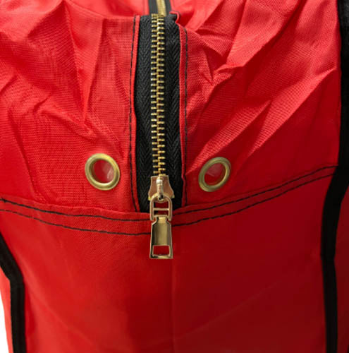 red property bag featuring zipper